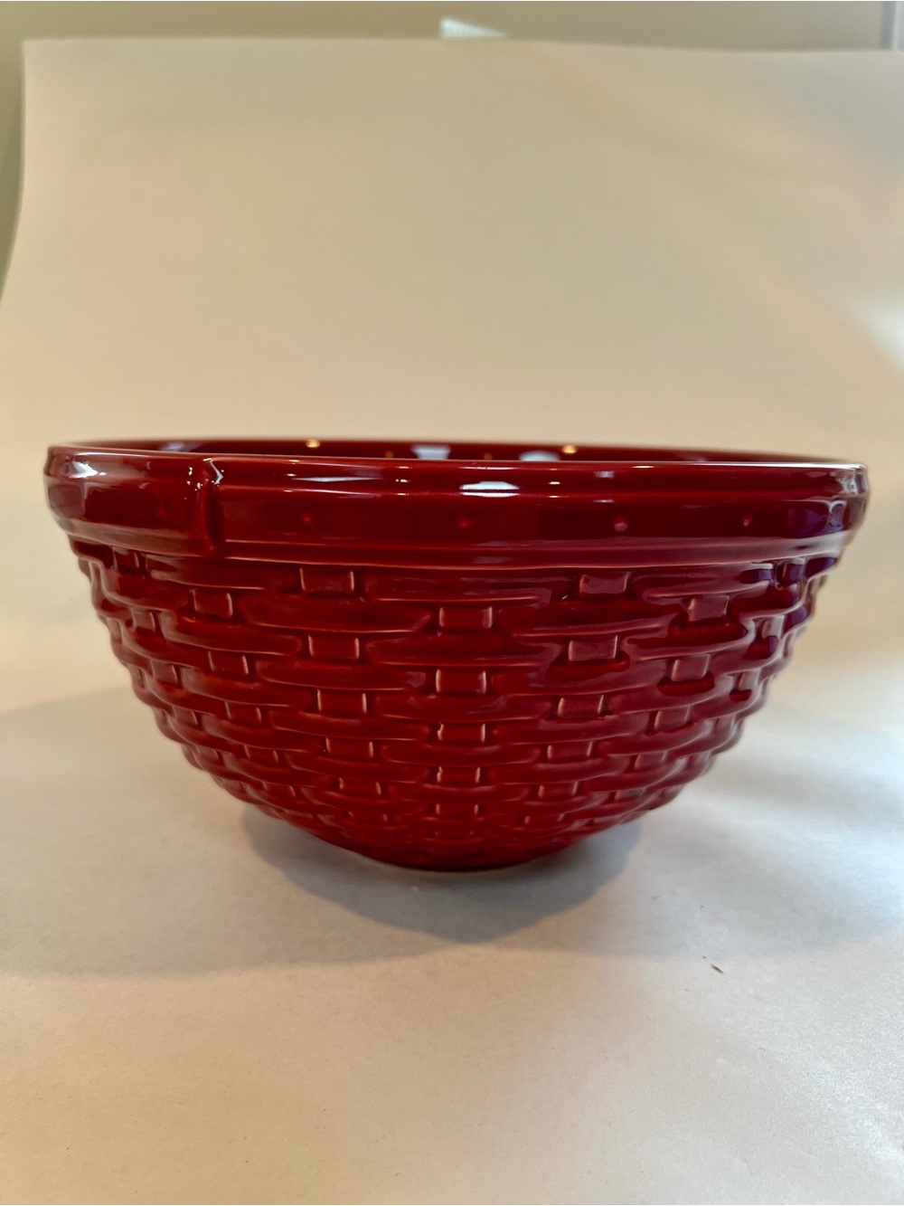Longaberger Pottery Woven Reflections 9" Serving Bowl Mixing Bowl Paprika Red
